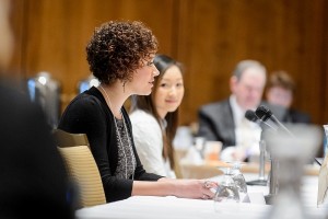 Natalie Bowman and Kim Le at the University of Wisconsin-Madison on Feb. 6, 2015. (Photo by Bryce Richter / UW-Madison)