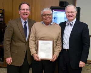 UW System President Kevin Reilly, Regent Emeritus Jesus Salas, and Regent David Walsh