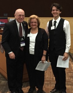 UW System President Ray Cross with UW-Whitewater alumna and employee Rochelle Day and her son, UW-Whitewater senior Josh Day, both featured in September's Regent Student Spotlight