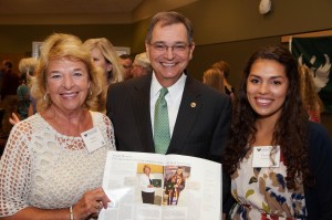 Chancellor Miller with UW-Green Bay's “most recent graduate” Victoria Zacarias ’15, both of whom received big ovations when they were introduced as UWGB grads 1 through 33,876, and A to Z. 