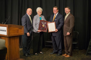 Photo of (from left) President Cross, Regent Emerita Farrow, Regent Grebe, Regent President Behling