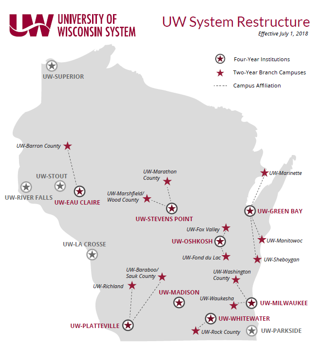 Image of UW System Restructure Map