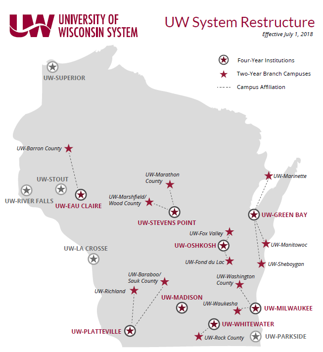 university of wisconsin map Uw System Restructuring Is Given Seal Of Approval By The Higher university of wisconsin map