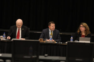 Photo of Regent President Behling at Board of Regents meeting held December 7, 2018, at UW-La Crosse