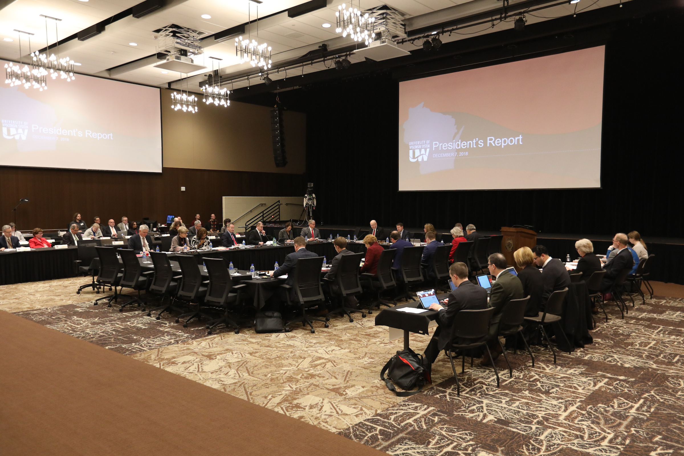 Photo of Board of Regents meeting held December 7, 2018, at UW-La Crosse