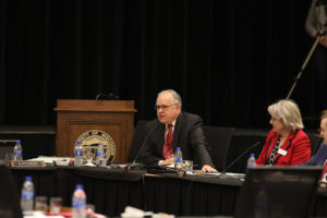 Photo of Regent José Delgado and Regent Cris Peterson at the December 7, 2018, Board of Regents meeting hosted by UW-La Crosse