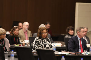 Photo of Regent Eve Hall at the December 7, 2018, Board of Regents meeting hosted by UW-La Crosse