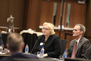 Photo of UW-La Crosse Provost Betsy Morgan and Chancellor Joe Gow, who presented on UW-La Crosse's capacity-building initiatives at the December 7, 2018, Board of Regents meeting hosted by UW-La Crosse