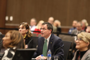 Photo of UW-River Falls Chancellor Van Galen at the December 7, 2018, Board of Regents meeting hosted by UW-La Crosse