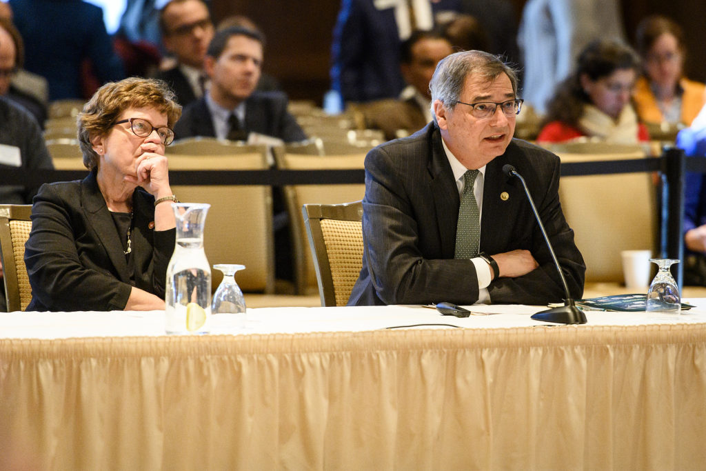 Gary Miller, chancellor of the University of Wisconsin Green Bay, speaks during the UW System Board of Regents meeting hosted at Union South at the University of Wisconsin-Madison on Feb. 8, 2019. (Photo by Bryce Richter /UW-Madison)