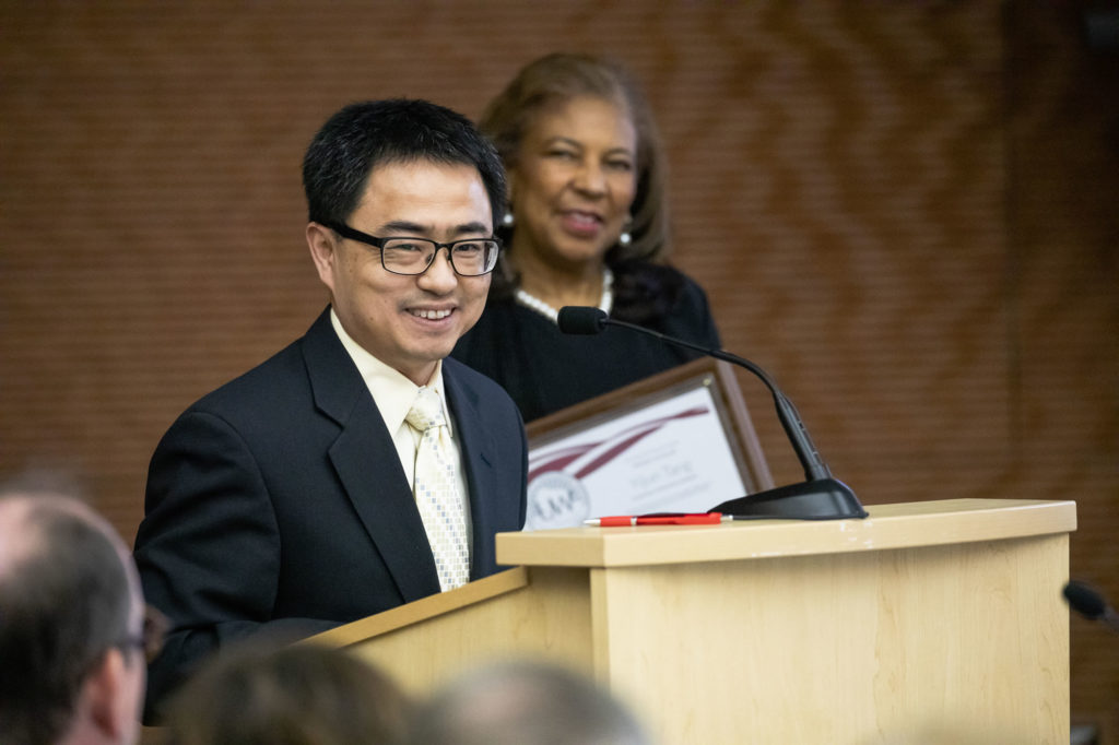 Photo of 2019 Regent Scholar Yijun Tang, associate professor of Analytical Chemistry at UW-Oshkosh. (Photo by Craig Wild/UW-Madison)