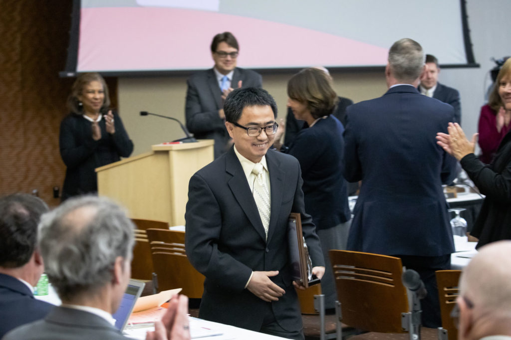 Photo of 2019 Regent Scholar Yijun Tang, associate professor of Analytical Chemistry at UW-Oshkosh. (Photo by Craig Wild/UW-Madison)