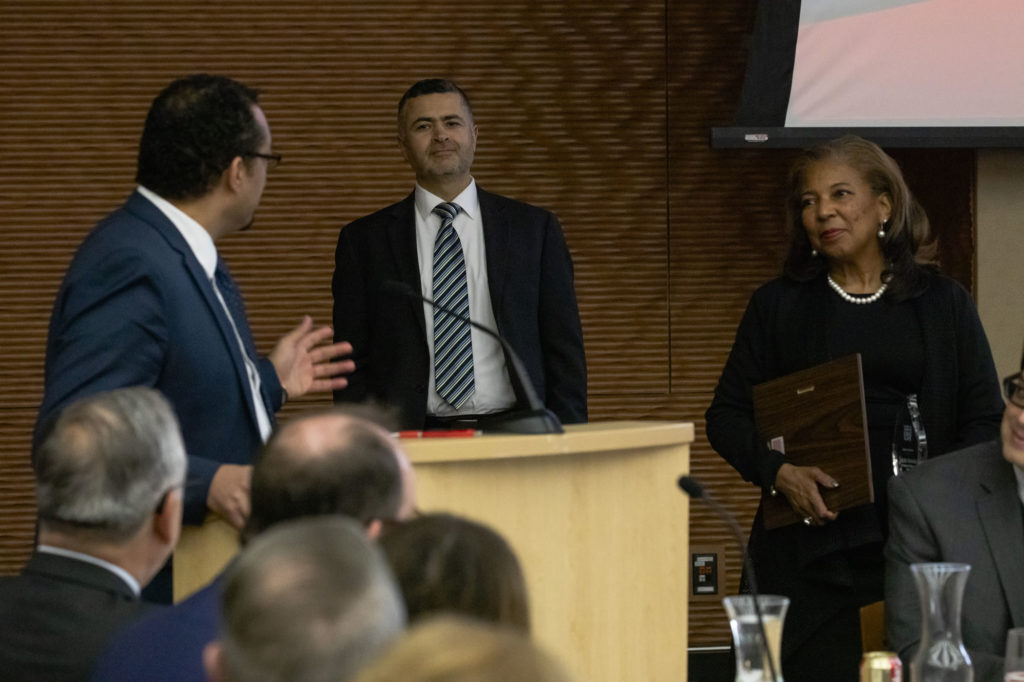 Photo of (from left) 2019 Regent Scholar co-recipients Saleh Alnaeli, assistant professor of Computer Science at UW-Stout, and Dr. Zaid Altahat, assistant professor of Computer Science at UW-Parkside. (Photo by Craig Wild/UW-Madison)