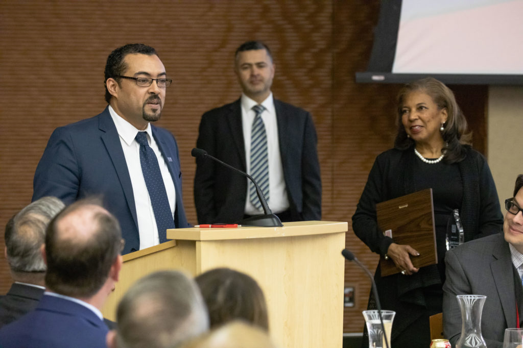 Photo of (from left) 2019 Regent Scholar co-recipients Saleh Alnaeli, assistant professor of Computer Science at UW-Stout, and Dr. Zaid Altahat, assistant professor of Computer Science at UW-Parkside. (Photo by Craig Wild/UW-Madison)