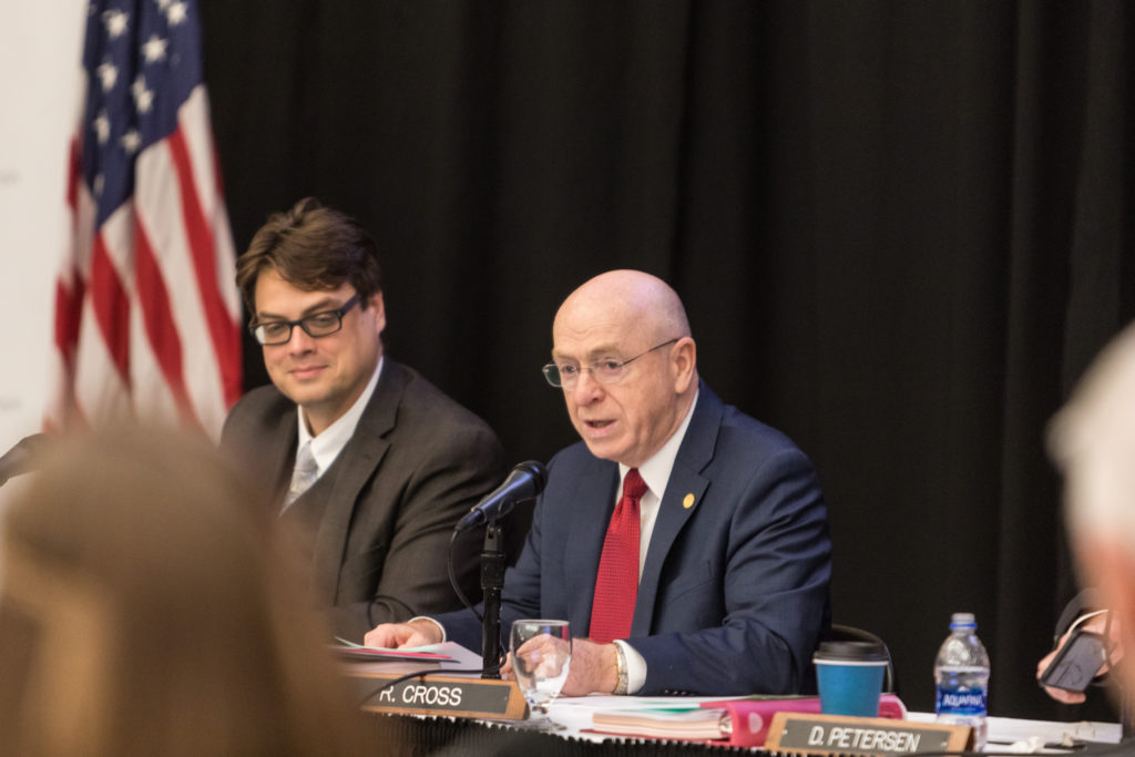 Photo of (from left) UW System General Counsel Quinn Williams and UW System President Ray Cross