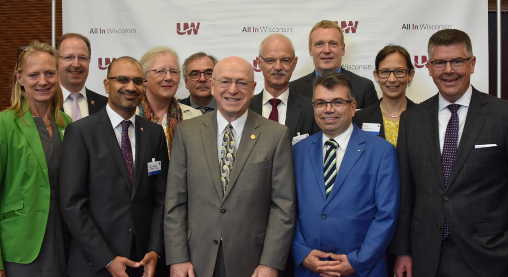 Photo of University of Wisconsin System President Ray Cross - front row center - with members of the delegation from the State of Hessen, Germany