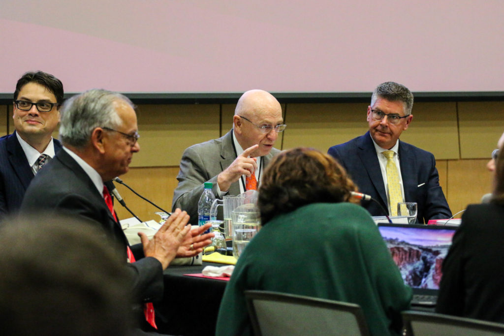Photo of University of Wisconsin System President Ray Cross speaking at the October 10, 2019, Board of Regents meeting hosted by UW-Superior.