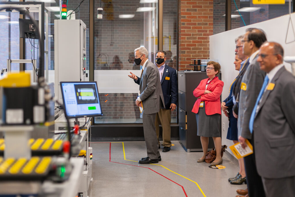 Photo of UW-Milwaukee Chancellor Mark Mone speaking during Connected Systems Institute tour, June 3, 2021