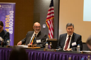 Photo of Interim President Falbo (left) and Regent President Manydeeds