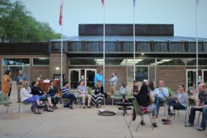 evening on the student center patio