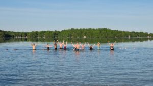 Photo of group in water during polar plunge