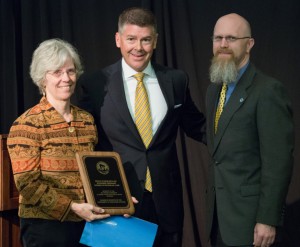 Dr. Karen Havholm, Regent Drew Petersen, and Jeremy Miner