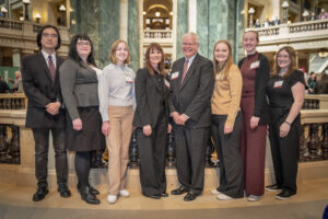 Photo by Greg Anderson from 2023 Research in the Rotunda - UW-Superior group with Chancellor Wachter and President Rothman