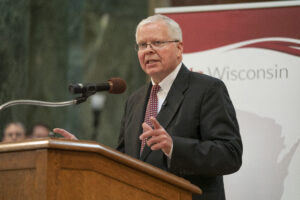 Photo by Greg Anderson from 2023 Research in the Rotunda - with President Rothman at Podium
