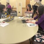 3 women working at their computers in the Mastering Messaging workshop session in a breakout session at UW System Navigate and Advising Workshop March 2023 at UW-Stevens Point