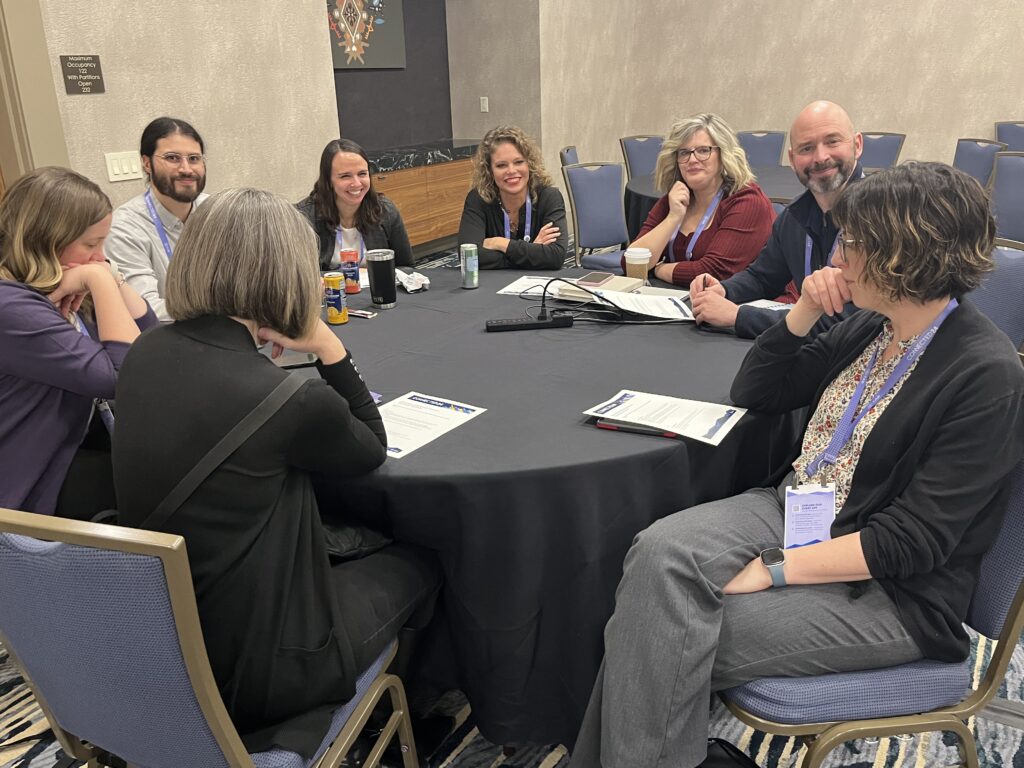 Several Universities of Wisconsin participants met at a January 21, 2024, reception at EAB's Connected24 conference in Aurora, Colorado. Click on the image and log in with your UW credentials to access the conference agenda, materials, and a photo gallery.