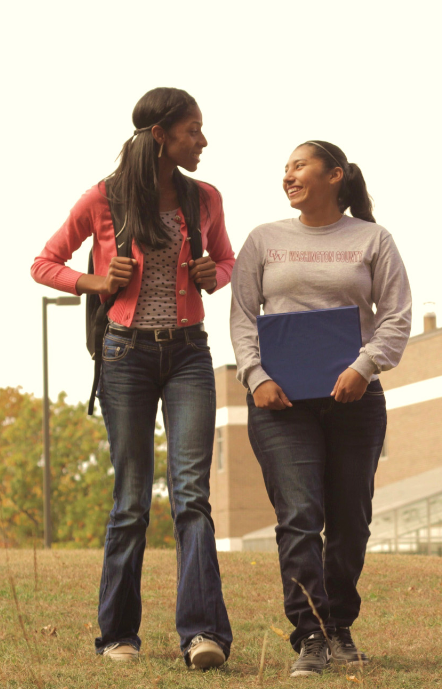 photo of students walking/talking outside at Baraboo