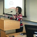 Angie Kellogg of the UW System Office of Academic and Student Affairs welcomes participants to the Fall Advising Workshop October 23, 2018, at the Pyle Center in Madison, Wisconsin.