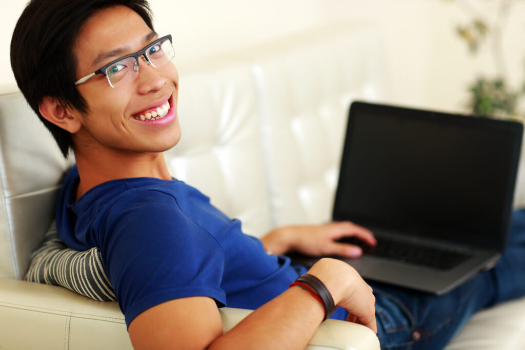 Student at computer