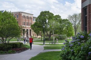 Students walking on campus