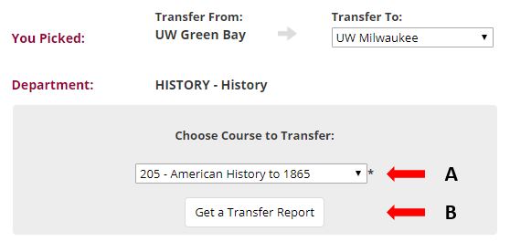 Choose particular UW-Green Bay history course to transfer to UW-Milwaukee