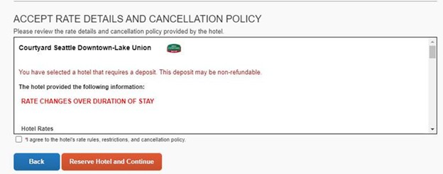 Concur rate details screenshot