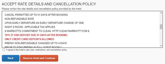 Concur rate details screenshot