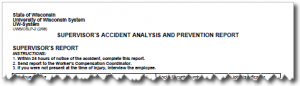Supervisor's Accident Analysis and Prevention Report